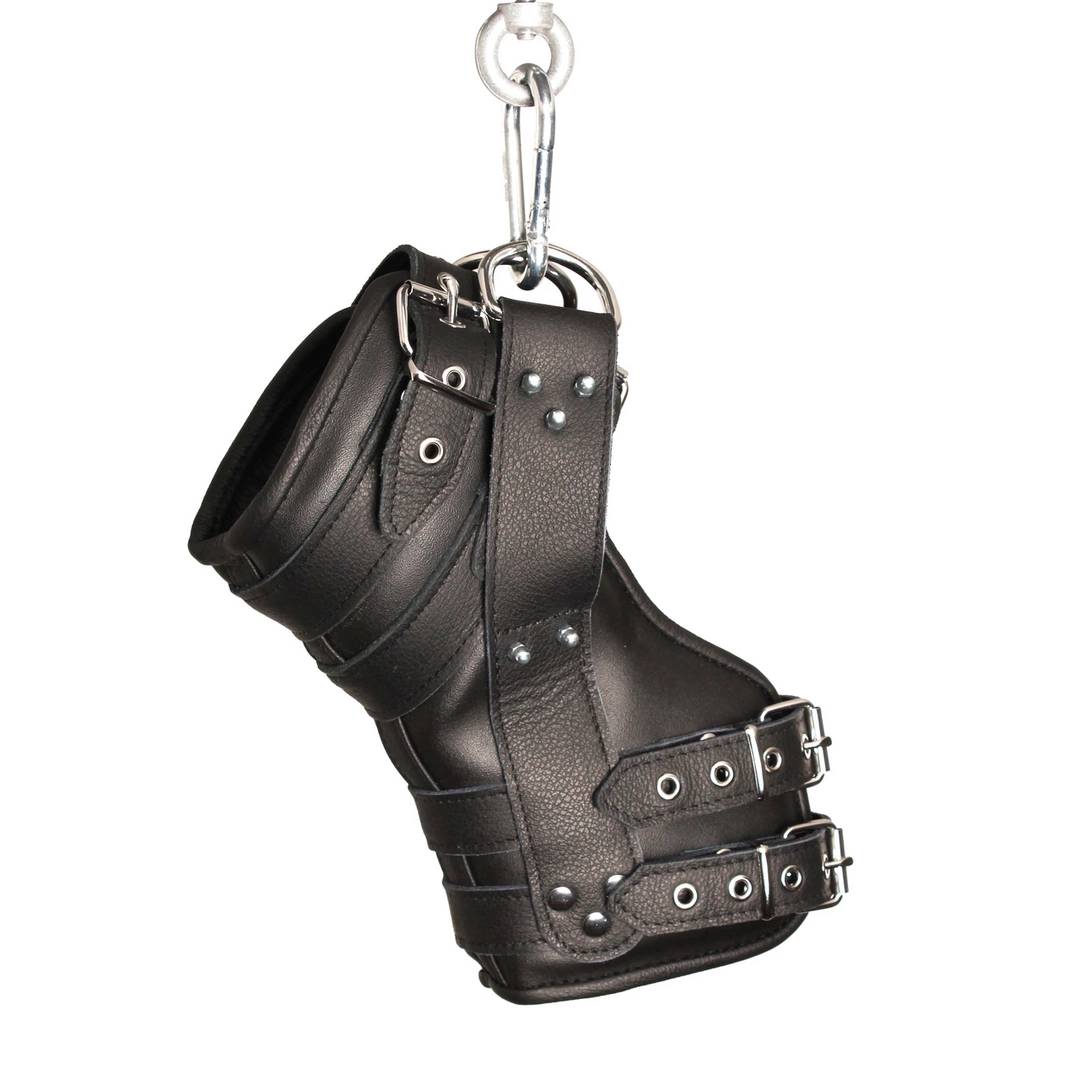 Red Leather Leather Leg Suspension Straps Set Black