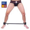 Red Leather Regulowany stalowy drÄ…Å¼ek z mankietami skorzanymi 65-120 cm czarny