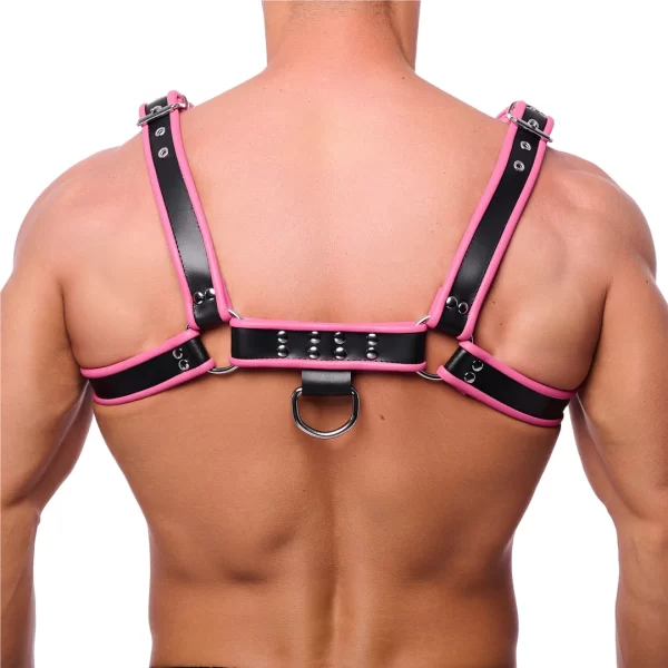 Red Leather Close Premium Leather Harness Adjustable Black &