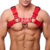 Red Leather Skorzany UprzÄ…Å¼ Bulldog S/M Czerwony Regulowany Pasek