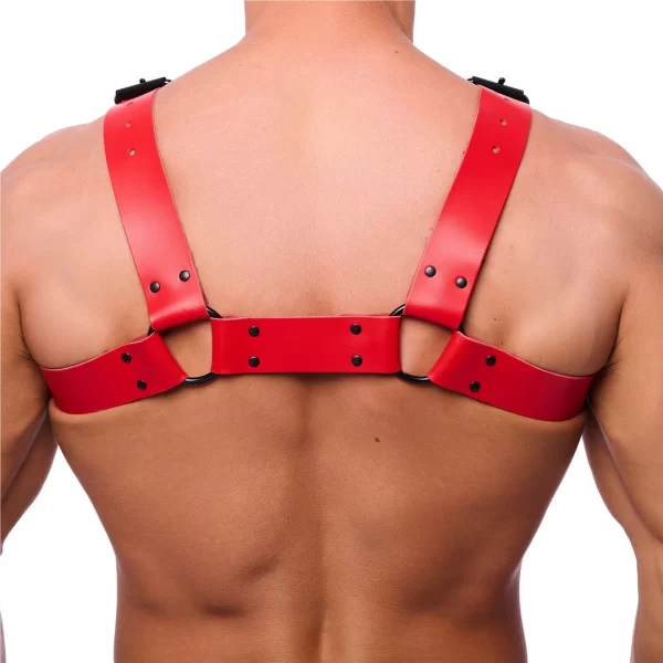 Red LeatherBulldog Leather Harness Red