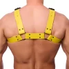 Red Leather Bulldog Leather Harness Yellow