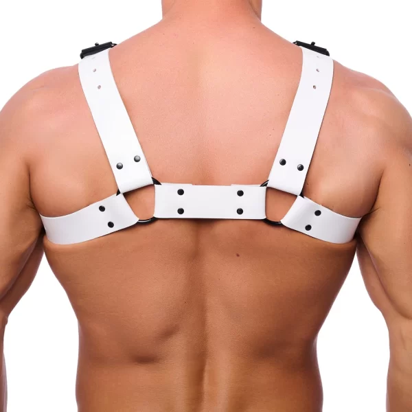 Red Leather Bulldog Leather Harness White