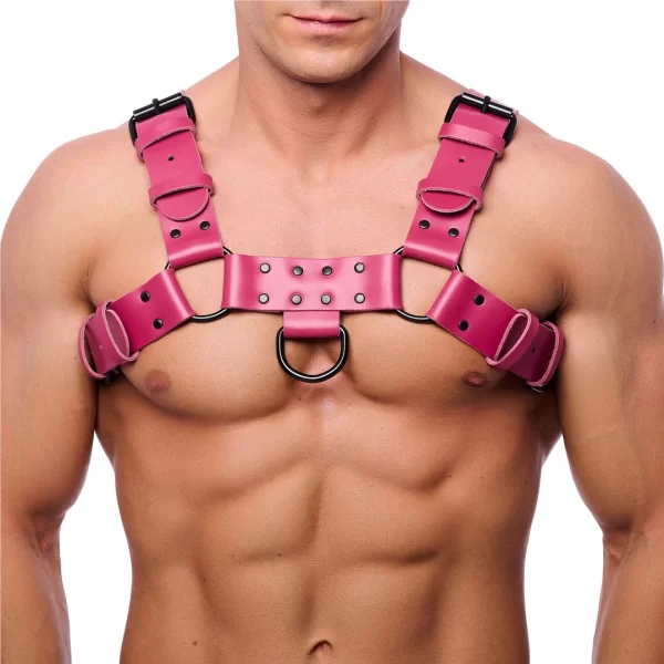Red Leather Skorzana UprzÄ…Å¼ Bulldog S/M RoÅ¼owa