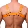 Red Leather Bulldog Leather Harness Orange
