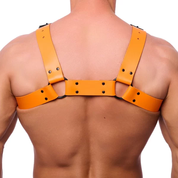 Red Leather Bulldog Leather Harness Orange