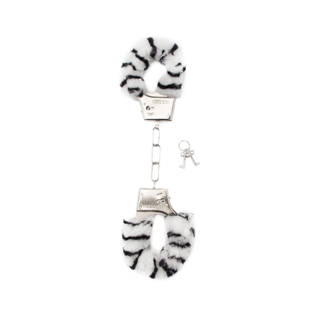 Shots Toys Kajdanki Futrzane Zebra - System Szybkiego Zwolnienia - Anelma Shots Toys Kajdanki Futrzane Zebra - System Szybkiego Zwolnienia