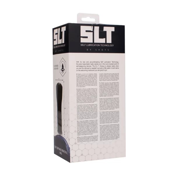 Shots S.L.T. Easy Grip - otwierana maszyna intymna samosmarująca - Anelma Transparent Black S combines flexible elastomer and an ergonomic design in a practical