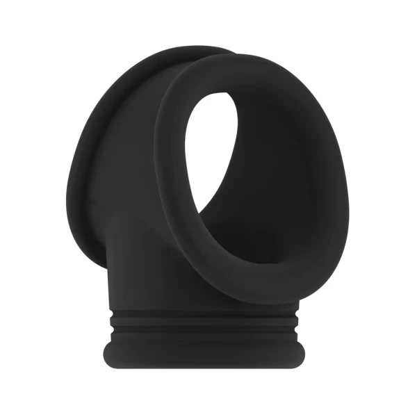 Shots No.48 Adjustable Ring with Scrotal Support TPE Black - Anelma sextoys
