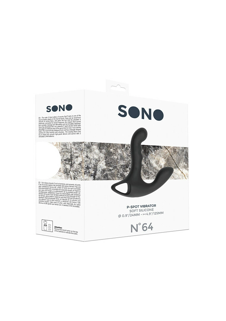 SONO No.64 Intimate Silicone Massager for P-Spot & External Stimulation Black. Prostate massager. See functions