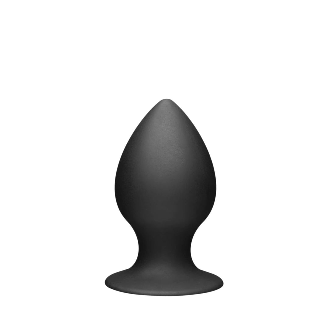 XR Brands Tom of Finland Silicone Plug with Suction Base Black Medium