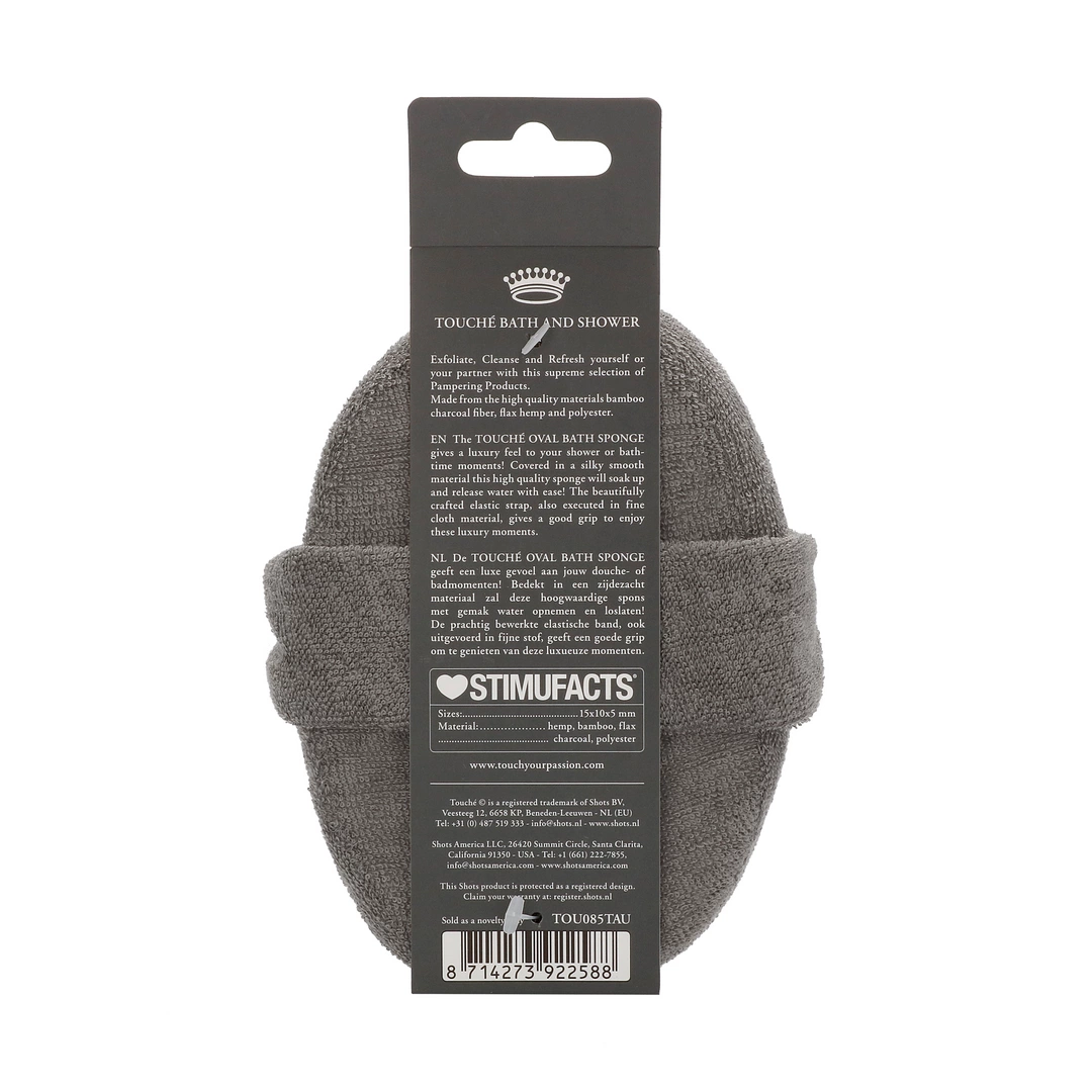 Touche Oval Bath Sponge Flax & Hemp Charcoal Double-Sided Touche Oval Bath Sponge Flax & Hemp Charcoal Double-Sided