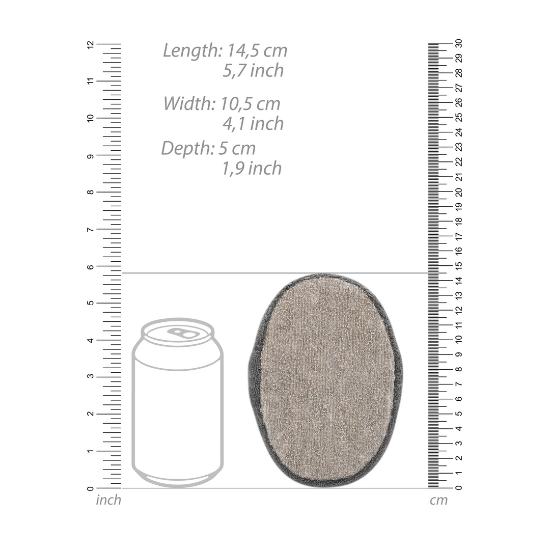 Other Touche Oval Bath Sponge Flax & Hemp Charcoal Double-Sided Scrubber. Other