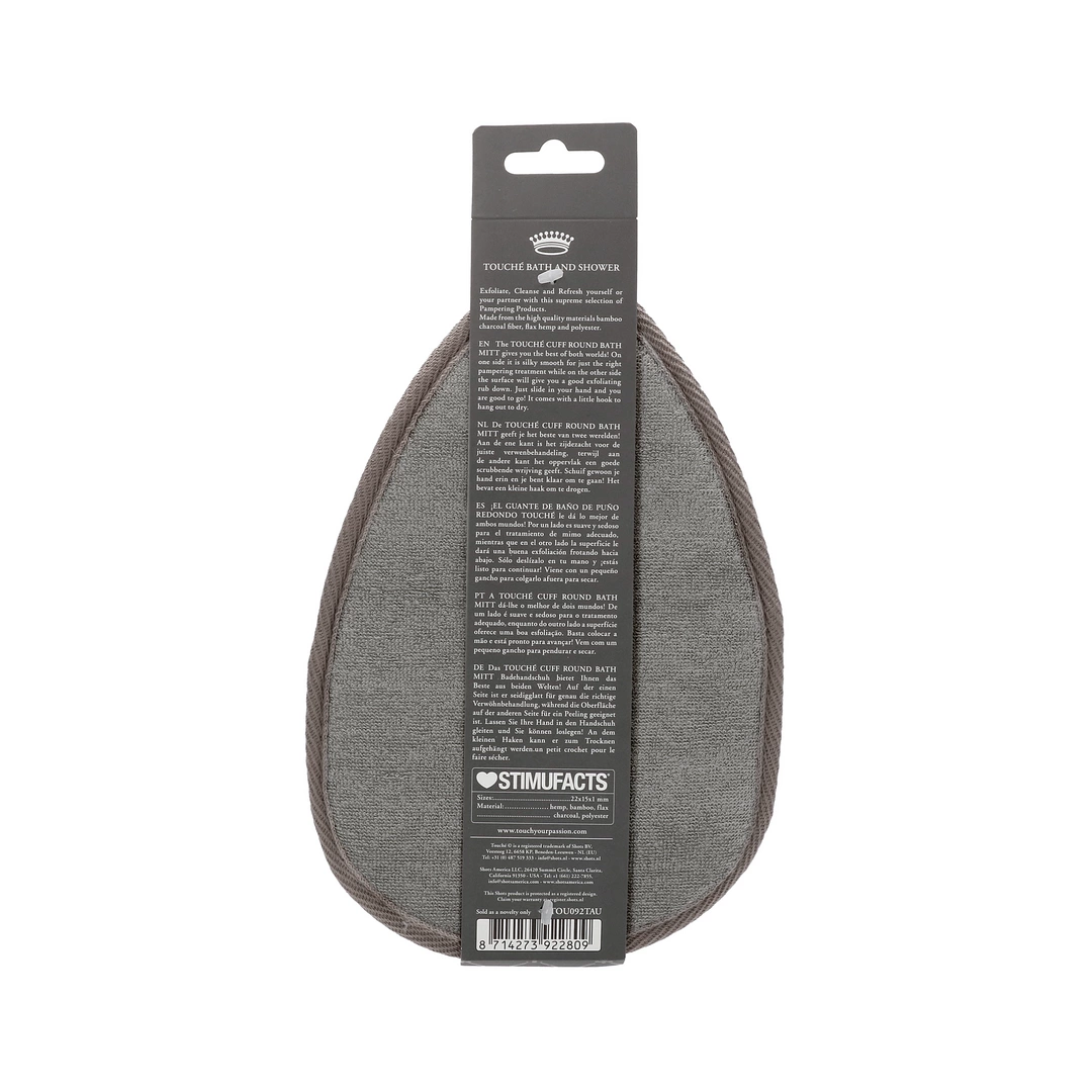 Touche Water Drop Bath Mitt Charcoal Hemp-Flax Exfoliating