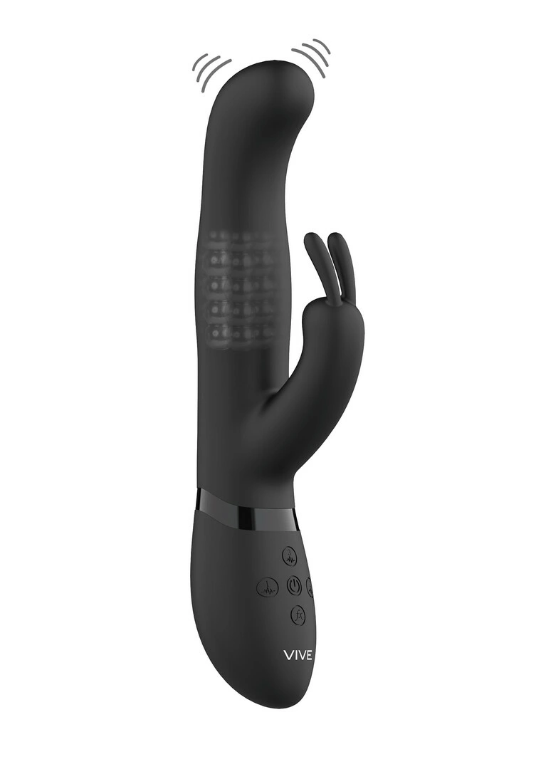 Izara Black Beaded Triple-Action Rotating Silicone Intimate