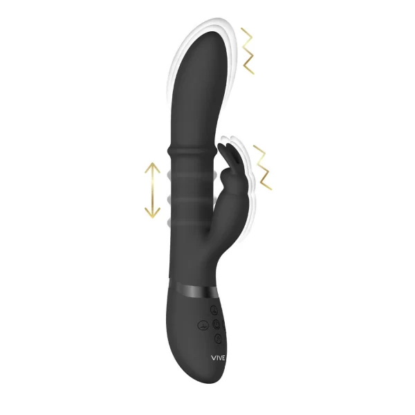VIVE Halo Ring Rabbit Dual Stimulation Device Black Silicone IPX7 - Anelma VIVE Halo - vibraattori