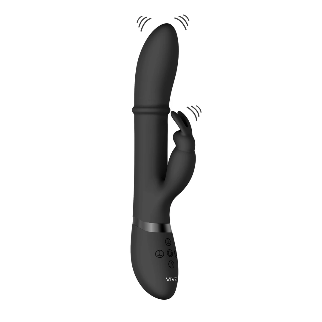 VIVE Halo - vibraattori - Anelma VIVE Halo Ring Rabbit Dual Stimulation Device Black Silicone