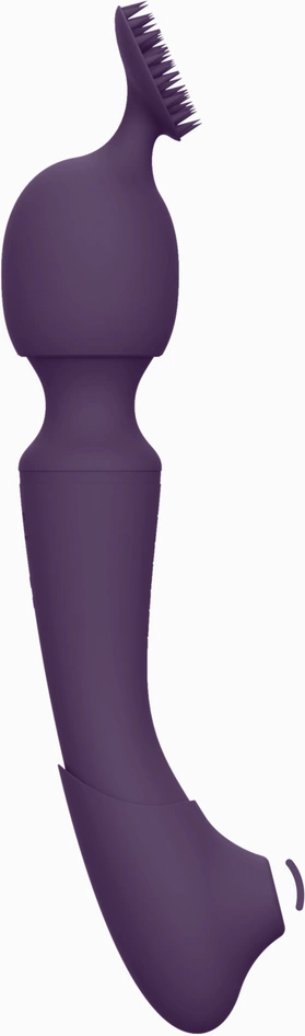 VIVE Nami Pulse Wave Dual Motor Wand Purple Multi-Attachment - Anelma VIVE Nami masażer dwustronny z 4 nakładkami i 2 silnikami F1