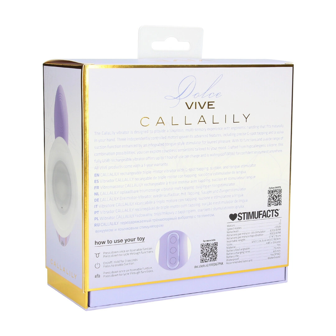 CallaLily G-Spot Tap Vulva & Breast Suction Tongue - Anelma VIVE CallaLily Lavender – Wibratory ssące