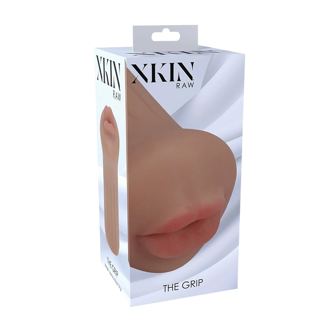 Raw The Grip TPE Intimate Machine Small 137g Tan Skin-Soft XKIN combines flexible elastomer and an ergonomic design for comfortable