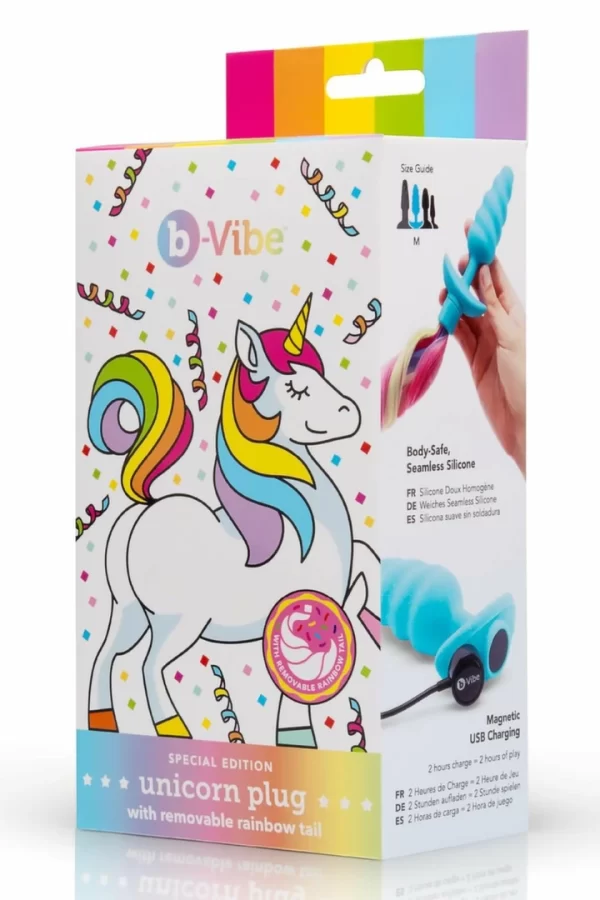 b-Vibe Unicorn Plug Vibrating Model with Removable Rainbow Tail