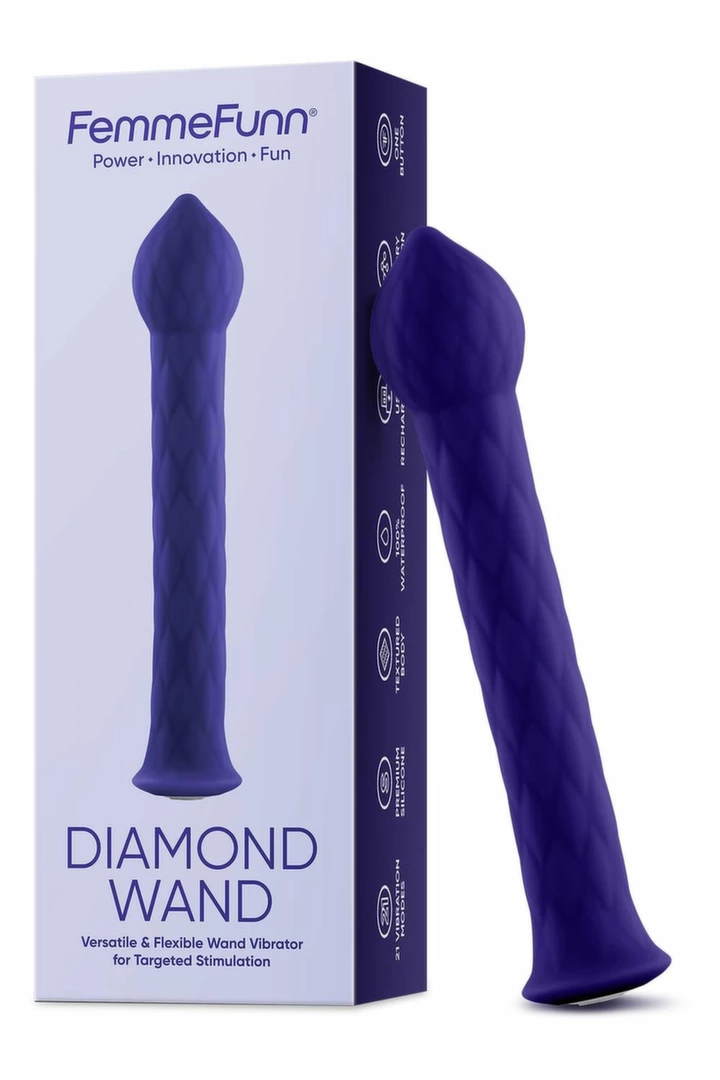 FemmeFunn Diamond Wand Dark Purple - Flexible Silicone Vibrator - Anelma FemmeFunn Diamond Wand Dark Purple - vibraattori
