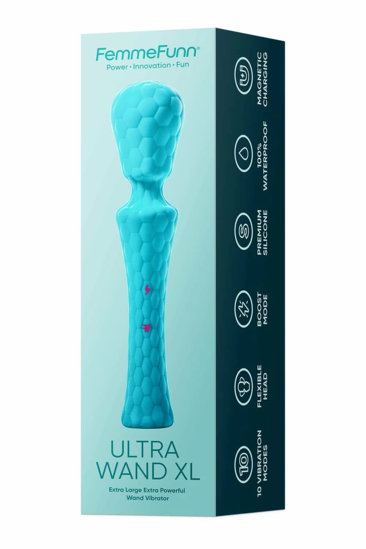 FemmeFunn Ultra Wand Turquoise - Extra Large Rechargeable Massager XL - Anelma FemmeFunn Ultra Wand XL Turquoise - vibraattori