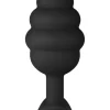 FORTO F-83 SPIR Plug Black Medium Silicone Ribbed Design. Butt plug. Product details include functions