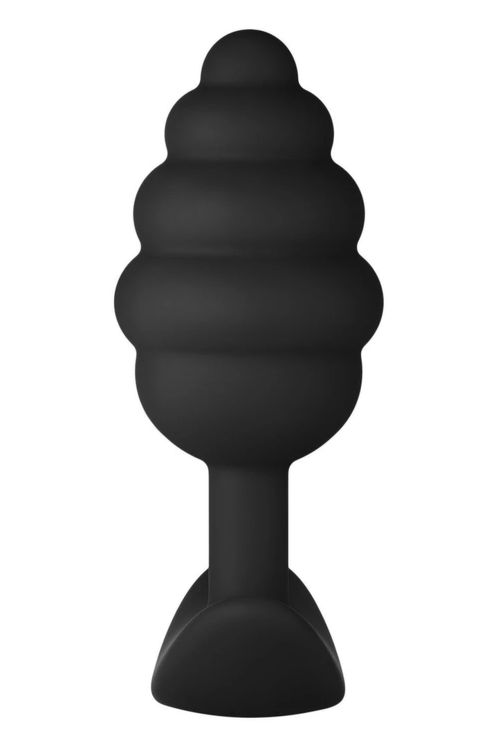 FORTO F-83 SPIR Plug Black Medium Silicone Ribbed Design. Butt plug. Product details include functions