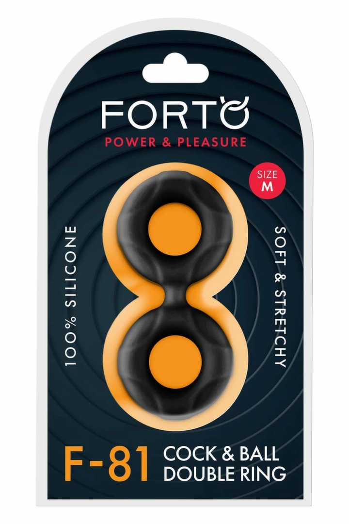 FORTO F-81 Double Ring 47mm Black Premium Silicone System - Anelma sextoys