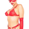 Kinky Diva Cat Mask Red - maska kotka z eko-skory