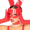 KINKY DIVA Bunny Mask Red - Maska Kroliczka z Ekoskory - Anelma KINKY DIVA Bunny Mask Red - Maska Kroliczka z Ekoskory