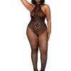 Fishnet Bodystocking Teddy - Plus Size - Black