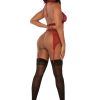 Fishnet and laceStretch velvet trimsHalter braletteAdjustable back closuresAdjustable waist/ - Anelma Fishnet and laceStretch velvet trimsHalter braletteAdjustable back closuresAdjustable waist/