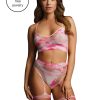 2-Piece Bra Set with Garters and Dazzling Eye Contact Bling Sticker - One Size - Multicolor