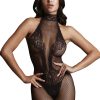 Fishnet and Lace Bodystocking - One Size - Black
