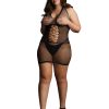 Peek-A-Boo Fishnet Dress - Queen Size - Black