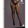 Suspender style pantyhose with strappy waist and open criss-cross backseam.This style fits size S-XLHand wash or hand wash programme