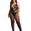 Bodystocking with Accentuated Lines - Queen Size - Black