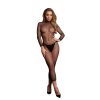 Long Dress Fishnet Structure and Turtle Neck - One Size - Black