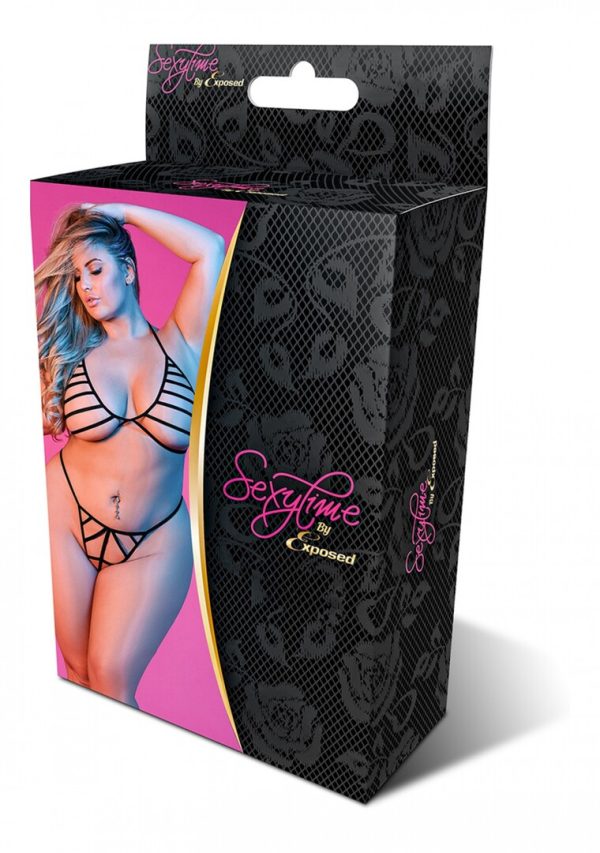 Strappy DesignOpen CupEasy-fit braStretchy2PC Set/