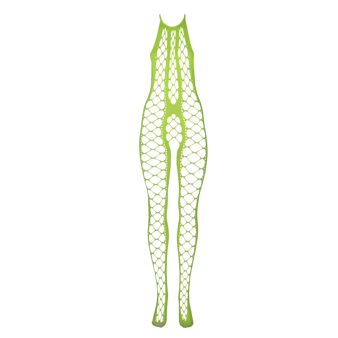 making you stand out with its eye-catching neon pink or neon green hues.Playful Open Crotch: The bodystocking incorporates a playful open crotch design