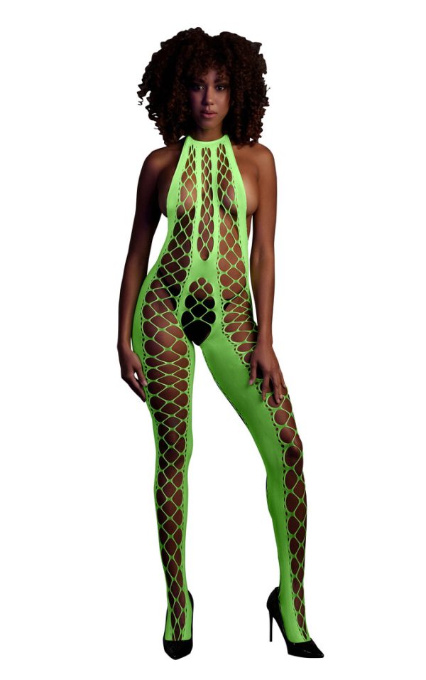 Bodystocking with Halterneck - One Size - Neon Green