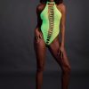 featuring a high-cut design that accentuates your curves and adds a touch of modern style.UV Activated Glam: Unleash your inner goddess with the UV-activated materials that make this body glow in the dark