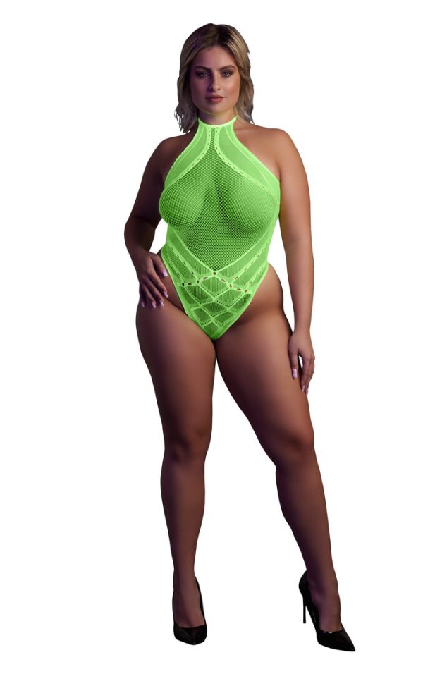 Body with Halter Neck - Plus Size - Neon Green