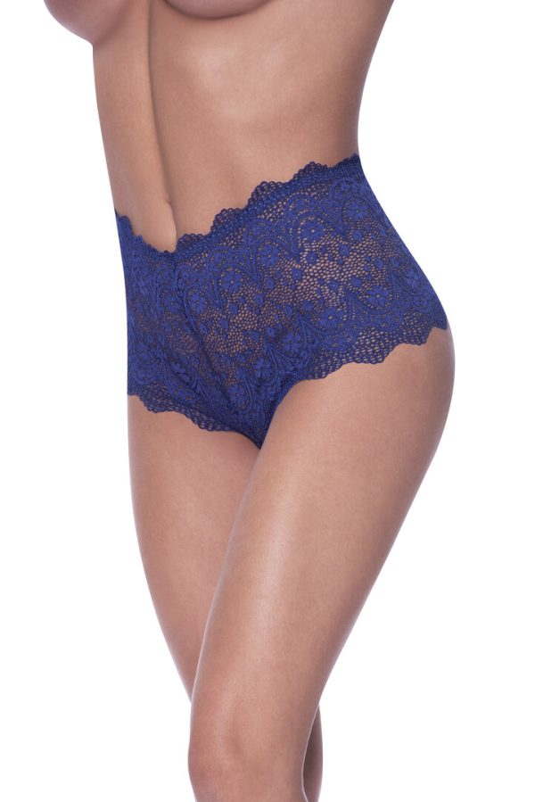 Split Crotch Lace Boy Short - S/M - Blueberry