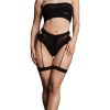 Ananke XII - Three Piece with Choker Bandeau Top and Pantie with Garters - One Size - Black