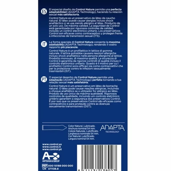 CONTROL Adapta Nature 6-Pack Transparent Anatomical Latex Condoms. Clear. See formula