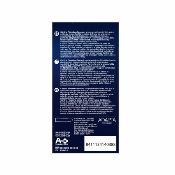 Control Adapta Senso Ultra-Thin Anatomical Latex 12-Pack Transparent. Condoms