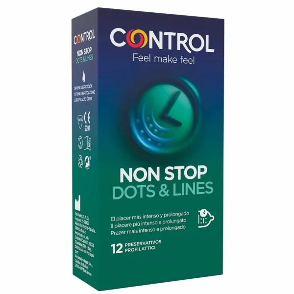 Control Nonstop Dots & Lines Latex Condoms 12 pcs Anatomical